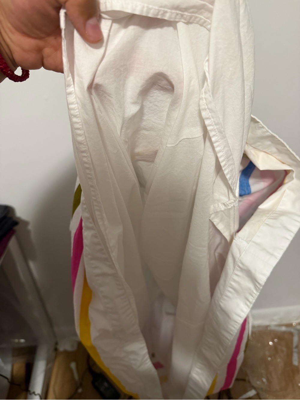 Boden White Rainbow Trim Cotton Maxi Dress Size 14R - Picture 7 of 9